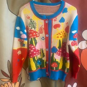 Knit Mushroom Button down sweater Cardigan